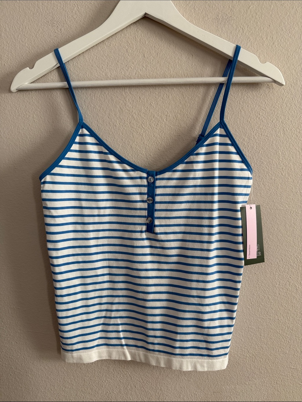 Wild Fable Striped Blue & White Knit Cami Tank Top Large NWT [SG0059]